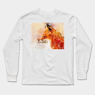 Red Fox Watercolor Portrait 03 Long Sleeve T-Shirt